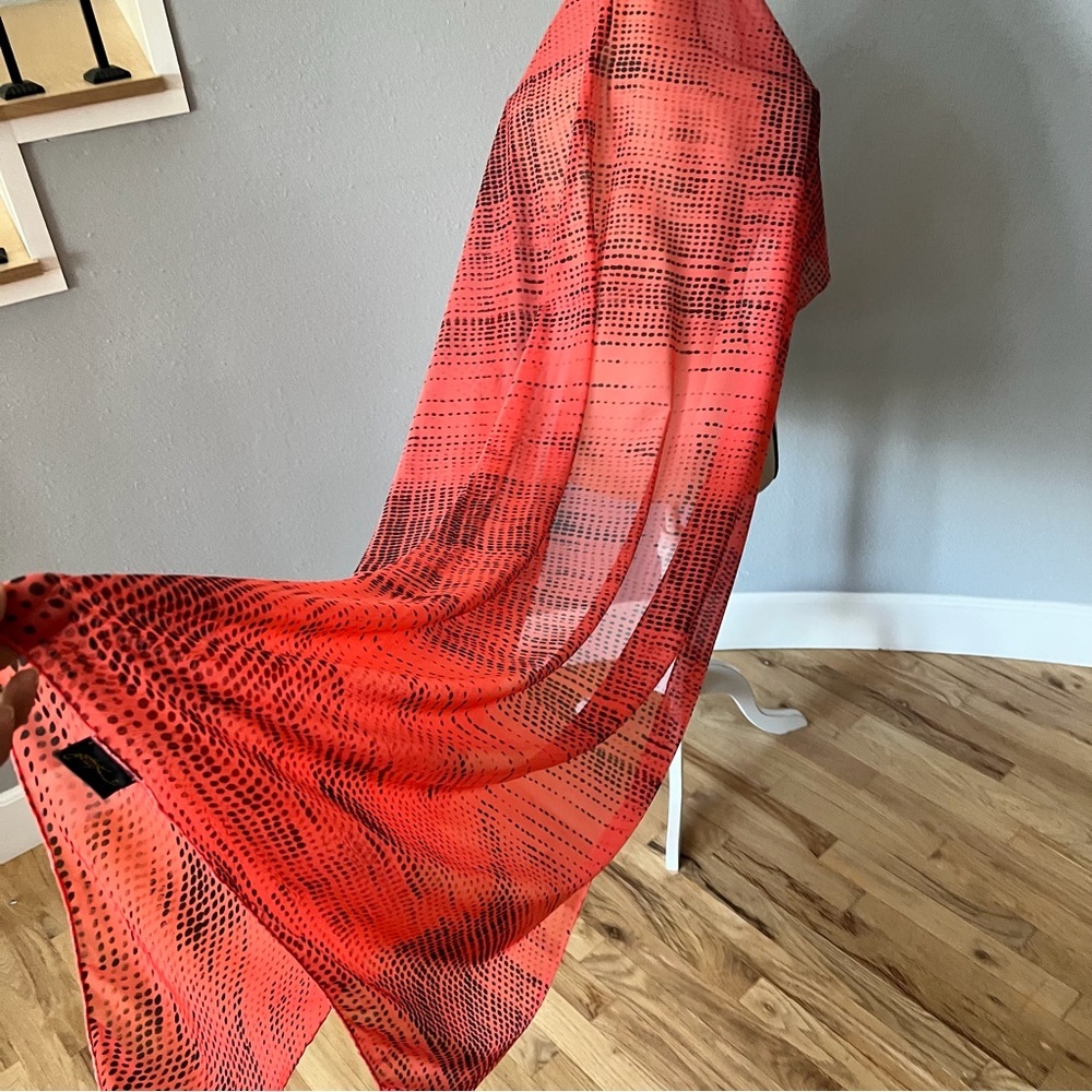 Gottex - Peachy and Black Leopard Print Wrap/Scarf - Picture 9 of 14